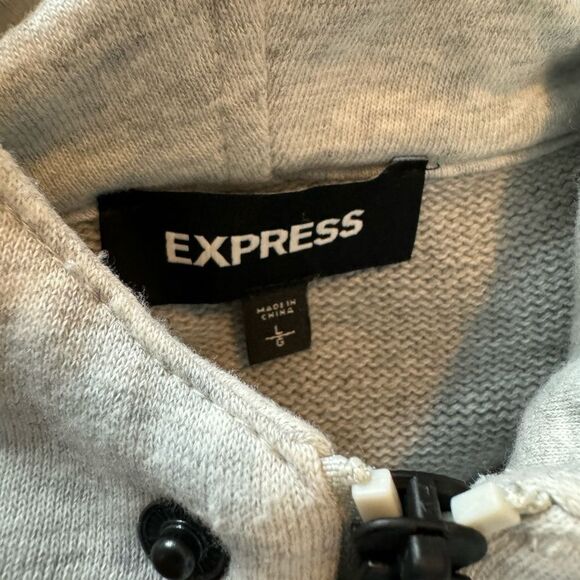 Express Half Zip Button Up Gray Hoodie Sweater Large - Picture 9 of 9